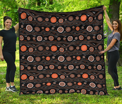 White And Orange Aboriginal Dot Print Quilt