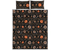 White And Orange Aboriginal Dot Print Quilt Bed Set