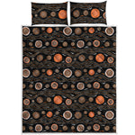 White And Orange Aboriginal Dot Print Quilt Bed Set