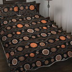 White And Orange Aboriginal Dot Print Quilt Bed Set