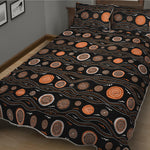 White And Orange Aboriginal Dot Print Quilt Bed Set