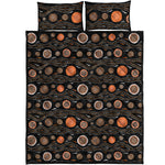 White And Orange Aboriginal Dot Print Quilt Bed Set