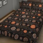 White And Orange Aboriginal Dot Print Quilt Bed Set