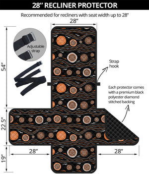 White And Orange Aboriginal Dot Print Recliner Protector