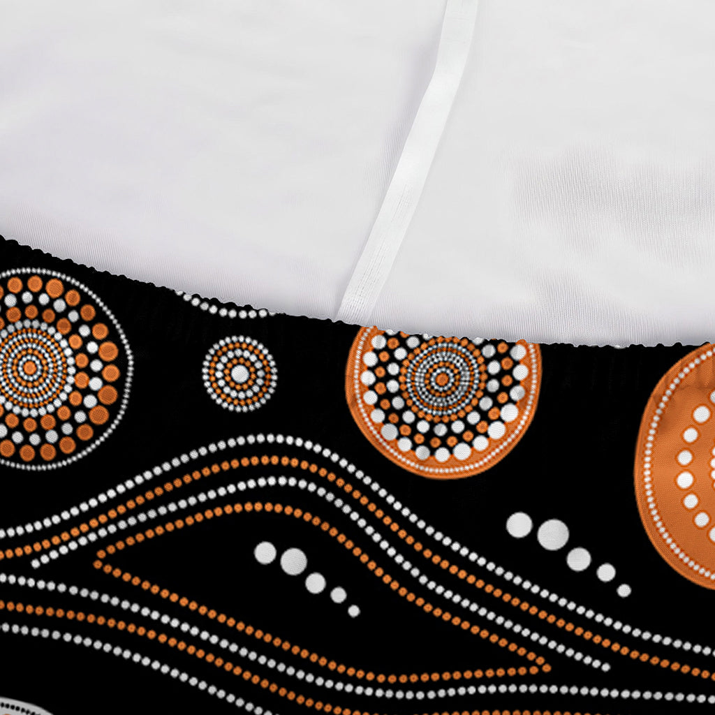 White And Orange Aboriginal Dot Print Sofa Cover