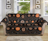 White And Orange Aboriginal Dot Print Sofa Protector