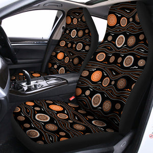 White And Orange Aboriginal Dot Print Universal Fit Car Seat Covers