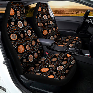 White And Orange Aboriginal Dot Print Universal Fit Car Seat Covers