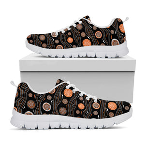 White And Orange Aboriginal Dot Print White Sneakers