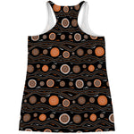 White And Orange Aboriginal Dot Print Women's Racerback Tank Top