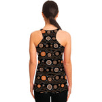 White And Orange Aboriginal Dot Print Women's Racerback Tank Top