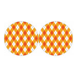 White And Orange Argyle Pattern Print Car Coasters