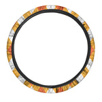 White And Orange Argyle Pattern Print Car Steering Wheel Cover
