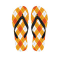 White And Orange Argyle Pattern Print Flip Flops