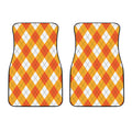 White And Orange Argyle Pattern Print Front Car Floor Mats