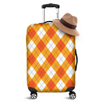 White And Orange Argyle Pattern Print Luggage Cover