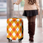 White And Orange Argyle Pattern Print Luggage Cover