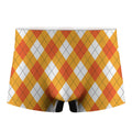 White And Orange Argyle Pattern Print Men's Boxer Briefs