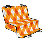 White And Orange Argyle Pattern Print Pet Car Back Seat Cover