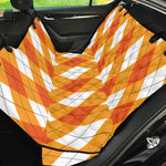 White And Orange Argyle Pattern Print Pet Car Back Seat Cover
