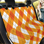 White And Orange Argyle Pattern Print Pet Car Back Seat Cover