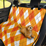 White And Orange Argyle Pattern Print Pet Car Back Seat Cover
