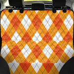 White And Orange Argyle Pattern Print Pet Car Back Seat Cover