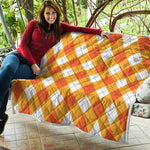 White And Orange Argyle Pattern Print Quilt