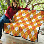 White And Orange Argyle Pattern Print Quilt