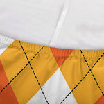 White And Orange Argyle Pattern Print Sofa Cover