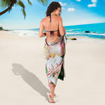 White And Pink Alstroemeria Print Beach Sarong Wrap