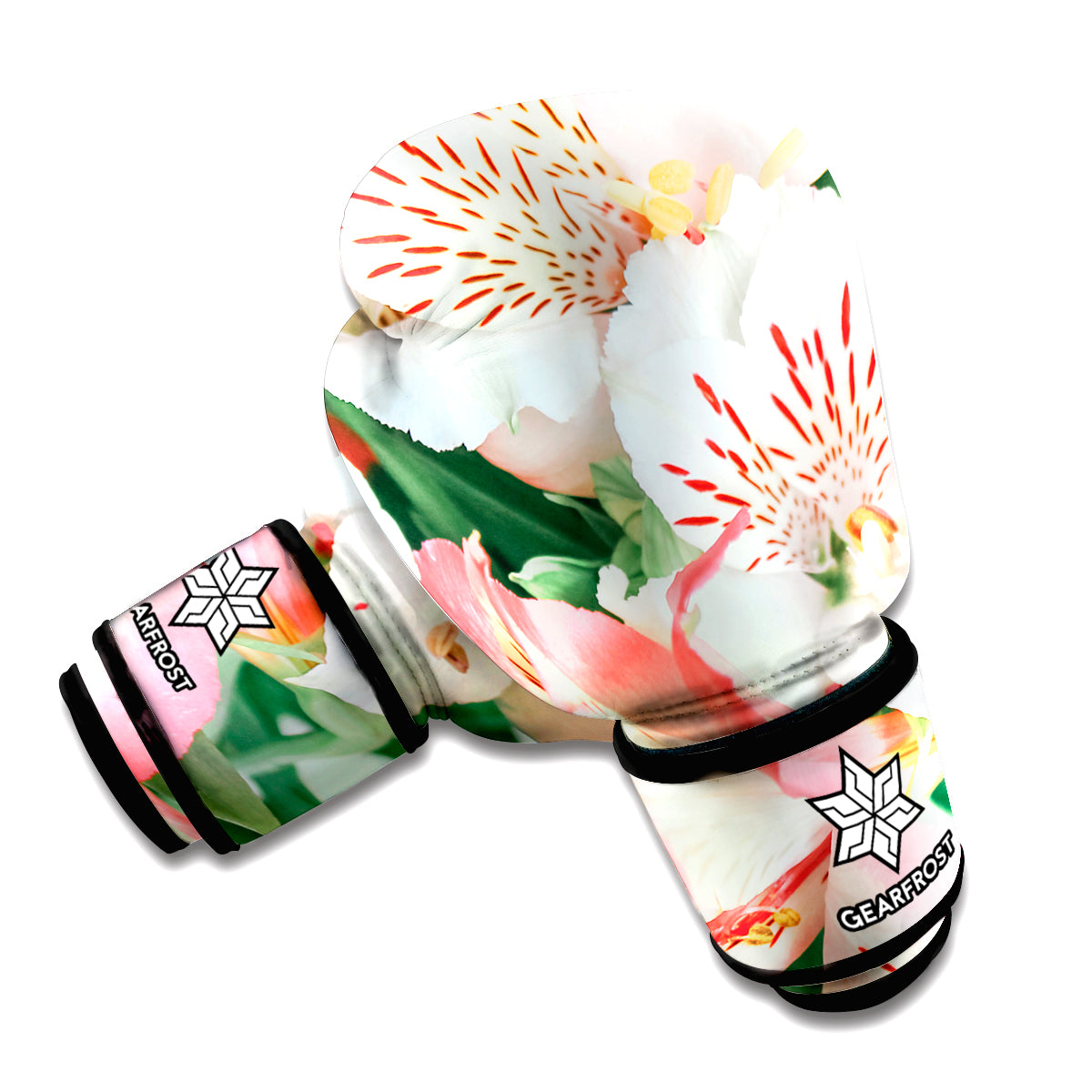 White And Pink Alstroemeria Print Boxing Gloves