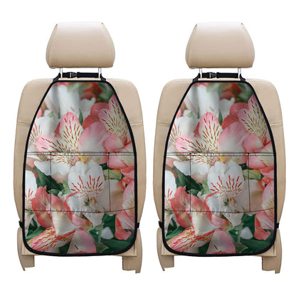 White And Pink Alstroemeria Print Car Seat Organizers