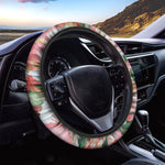 White And Pink Alstroemeria Print Car Steering Wheel Cover