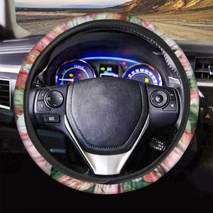 White And Pink Alstroemeria Print Car Steering Wheel Cover