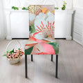 White And Pink Alstroemeria Print Dining Chair Slipcover