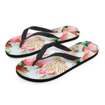 White And Pink Alstroemeria Print Flip Flops