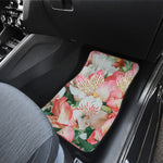 White And Pink Alstroemeria Print Front and Back Car Floor Mats