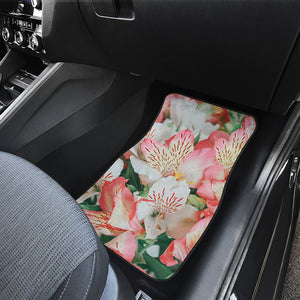 White And Pink Alstroemeria Print Front Car Floor Mats