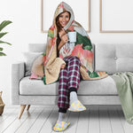 White And Pink Alstroemeria Print Hooded Blanket