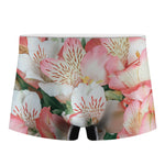 White And Pink Alstroemeria Print Men's Boxer Briefs