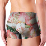 White And Pink Alstroemeria Print Men's Boxer Briefs