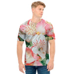 White And Pink Alstroemeria Print Men's T-Shirt