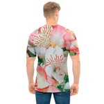 White And Pink Alstroemeria Print Men's T-Shirt