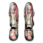 White And Pink Alstroemeria Print Muay Thai Shin Guard