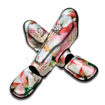 White And Pink Alstroemeria Print Muay Thai Shin Guard