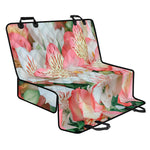 White And Pink Alstroemeria Print Pet Car Back Seat Cover