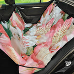 White And Pink Alstroemeria Print Pet Car Back Seat Cover