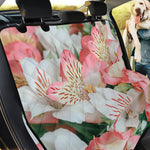 White And Pink Alstroemeria Print Pet Car Back Seat Cover