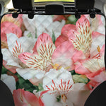 White And Pink Alstroemeria Print Pet Car Back Seat Cover